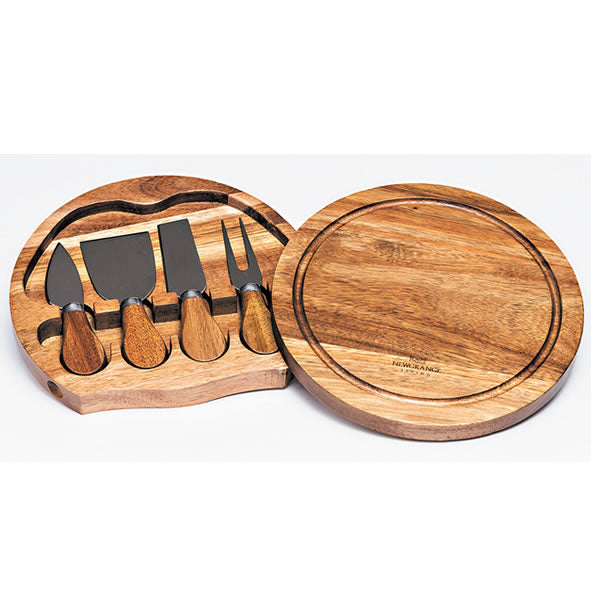 Newgrange Living Cheese Board Round with 4 Knives | Multi 500005