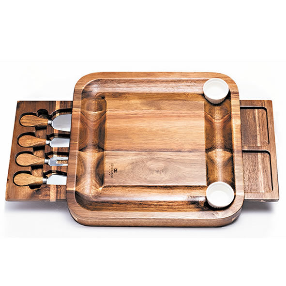 Newgrange Living Cheese Board Rectangular with 2 Dishes & 4 Knives | Multi 500006