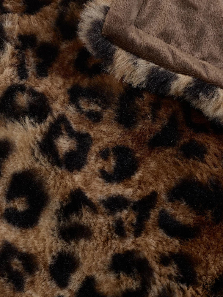 Catherine Lansfield Animal Print Faux Fur Throw | Brown