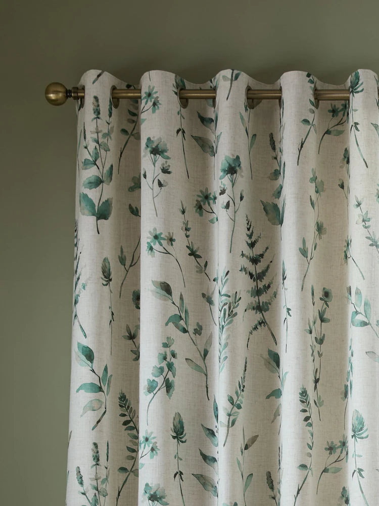 Catherine Lansfield Watercolour Leaves Curtains | Natural