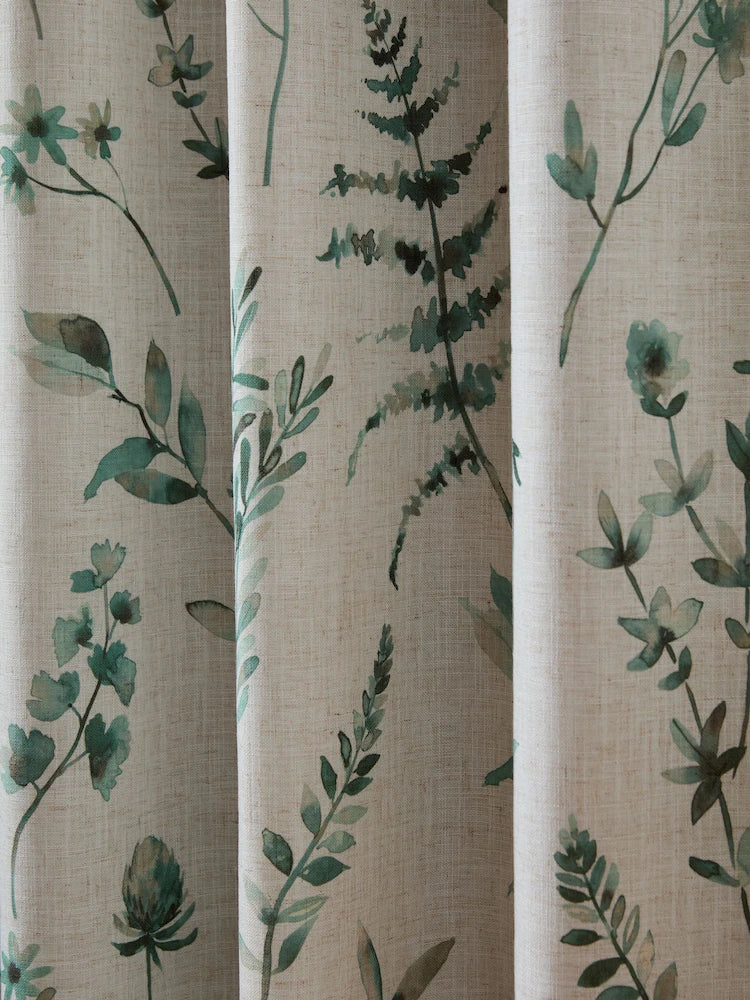 Catherine Lansfield Watercolour Leaves Curtains | Natural