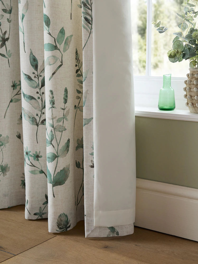 Catherine Lansfield Watercolour Leaves Curtains | Natural
