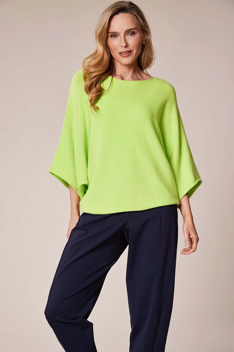 D.E.C.K by DECOLLAGE Batwing knit Jumper | Lime 57702