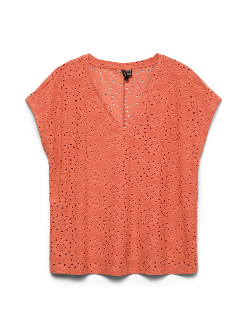 Vero Moda Tassa Liv SS V-Neck Top | Orange