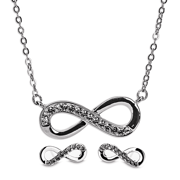 600001 SILVER INFINITY NECKLACE AND EARRING GIFT SET