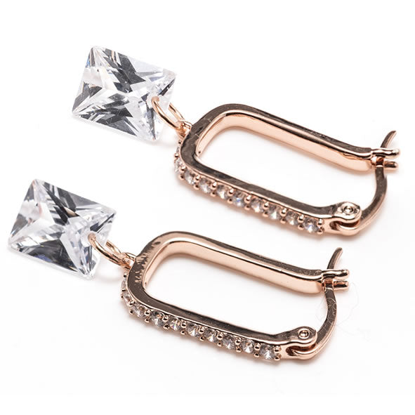 Newgrange Square Diamond Earrings |  Rose Gold 600352