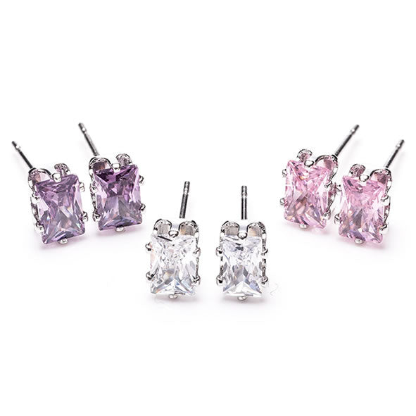 Newgrange Living Crystal Stud Earrings Set of 3 | Silver  Multi 600410