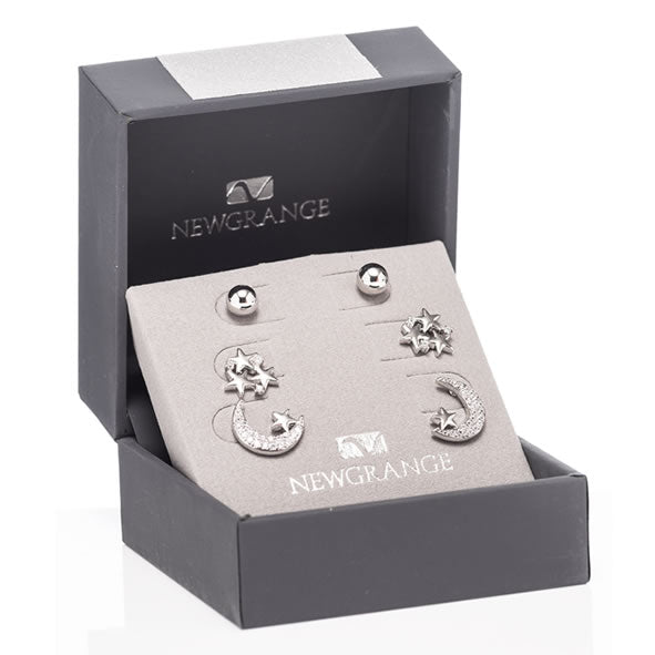 Newgrange  Sun, Moon & Star Earrings Set of 3 | Silver 600413