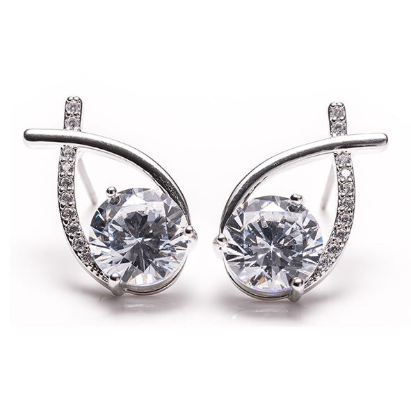 Newgrange Cross Diamond Earrings Pair | Silver 600417