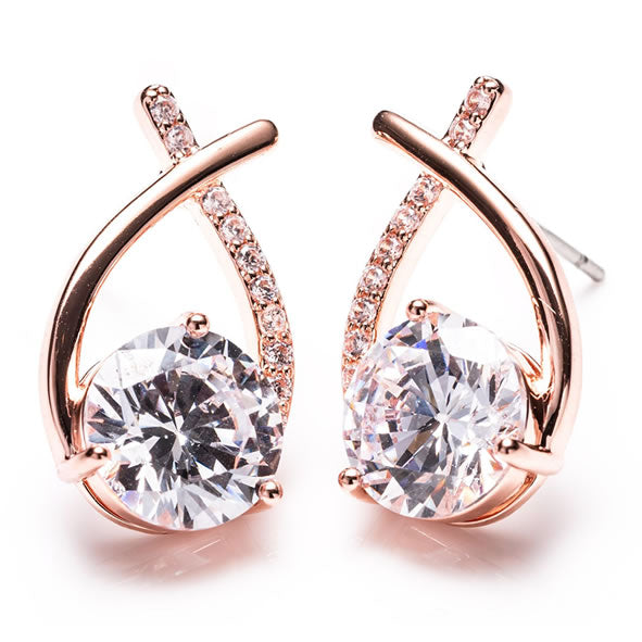 Newgrange Cross Diamond Earrings Pair | Rose Gold 600419L