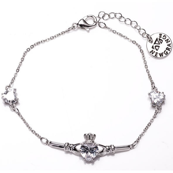Newgrange Claddagh White Stone Bracelet | Silver 600437
