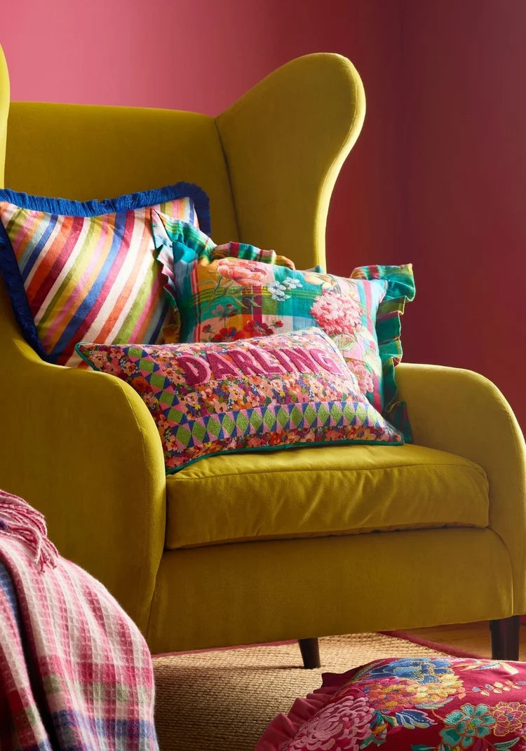 Sophie Robinson Darling Diagonal Stripe Filled Cushion | Bright