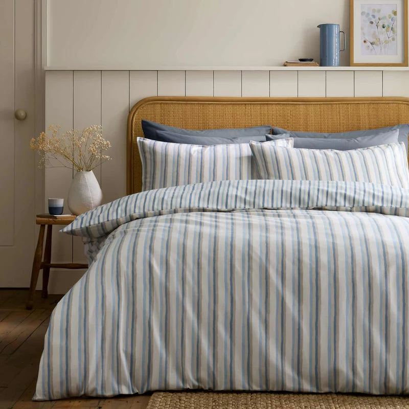 Emily Bond Brushed Sumerset Stripe Quilt Set | Blue