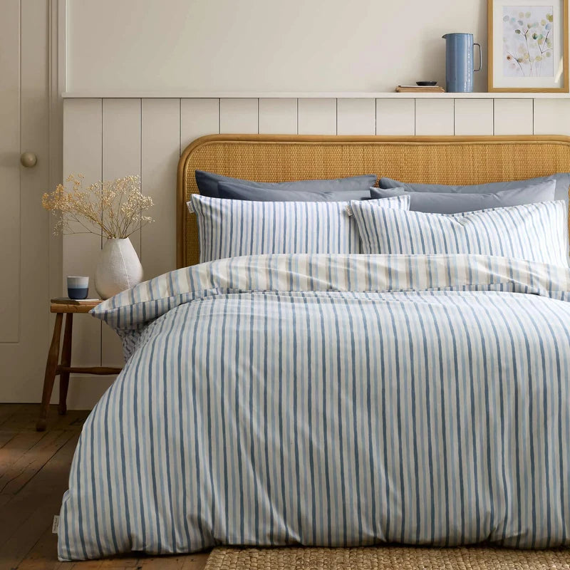 Emily Bond Brushed Sumerset Stripe Quilt Set | Blue