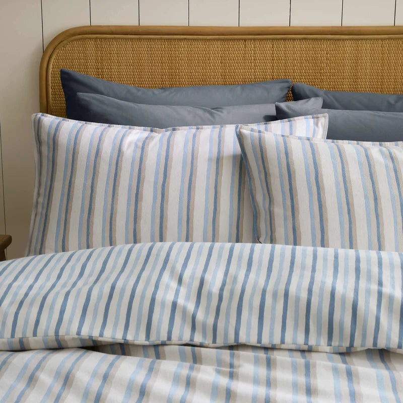 Emily Bond Brushed Sumerset Stripe Quilt Set | Blue