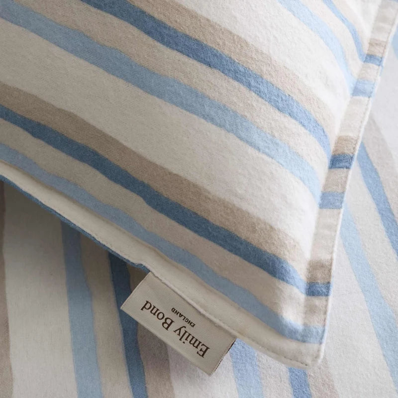 Emily Bond Brushed Sumerset Stripe Quilt Set | Blue