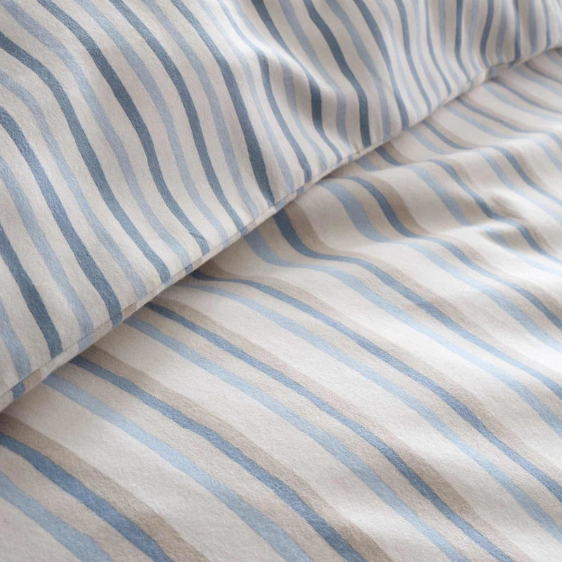Emily Bond Brushed Sumerset Stripe Quilt Set | Blue