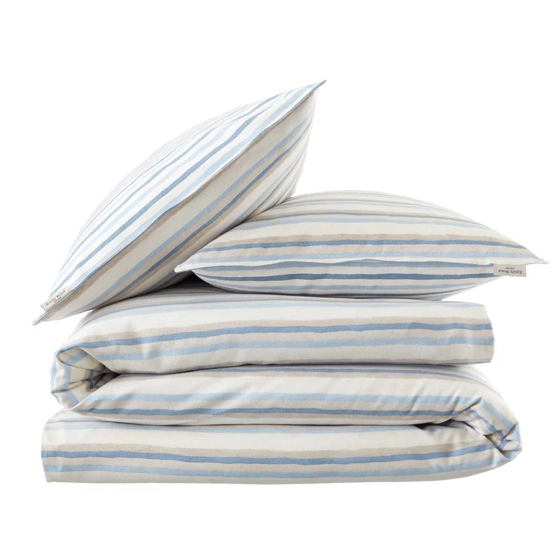 Emily Bond Brushed Sumerset Stripe Quilt Set | Blue