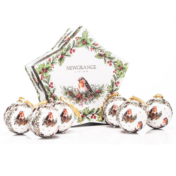 Newgrange Living Christmas Robin Bauble Hanging Decoration Set 6 | Multi 70050