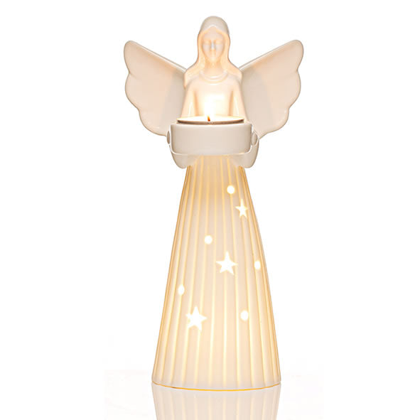 Newgrange Living Ceramic Angel Tealight Holder | White 700513