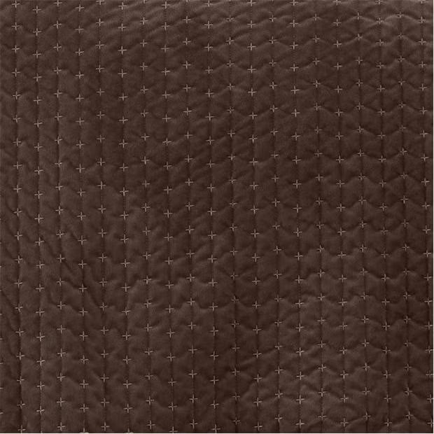 Bianca Attica Velvet Embroidered Bedspread | Chocolate