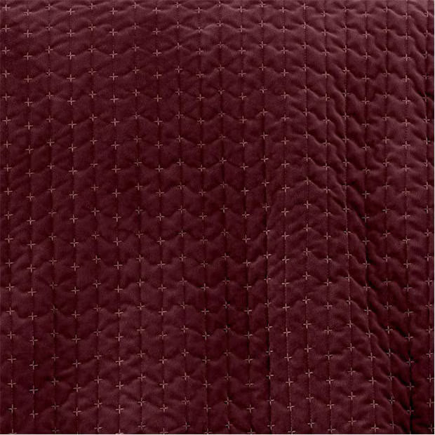 Bianca Attica Velvet Embroidered Bedspread | Burgundy