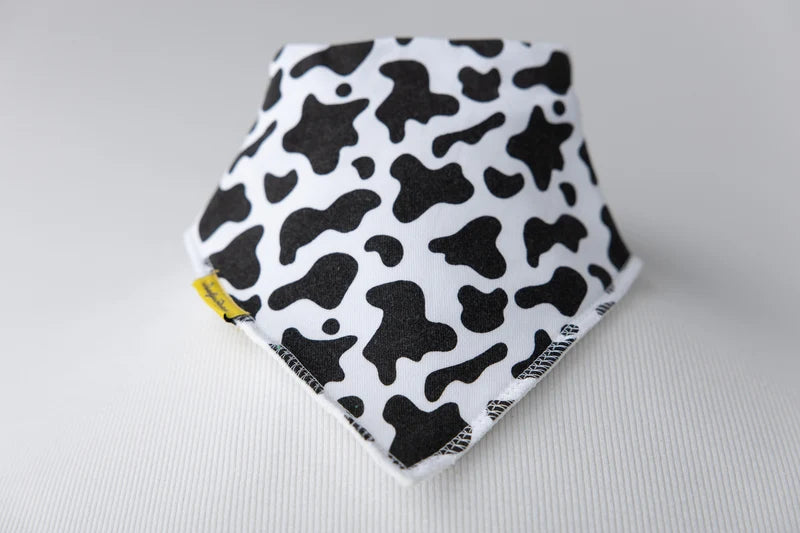Baby Boo Organic Bandana Bib | Moo Print Black/White