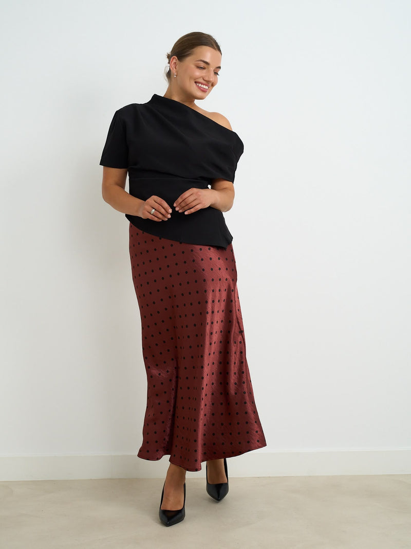 Kyla Graciela Polka Dot Skirt | Rust JL086