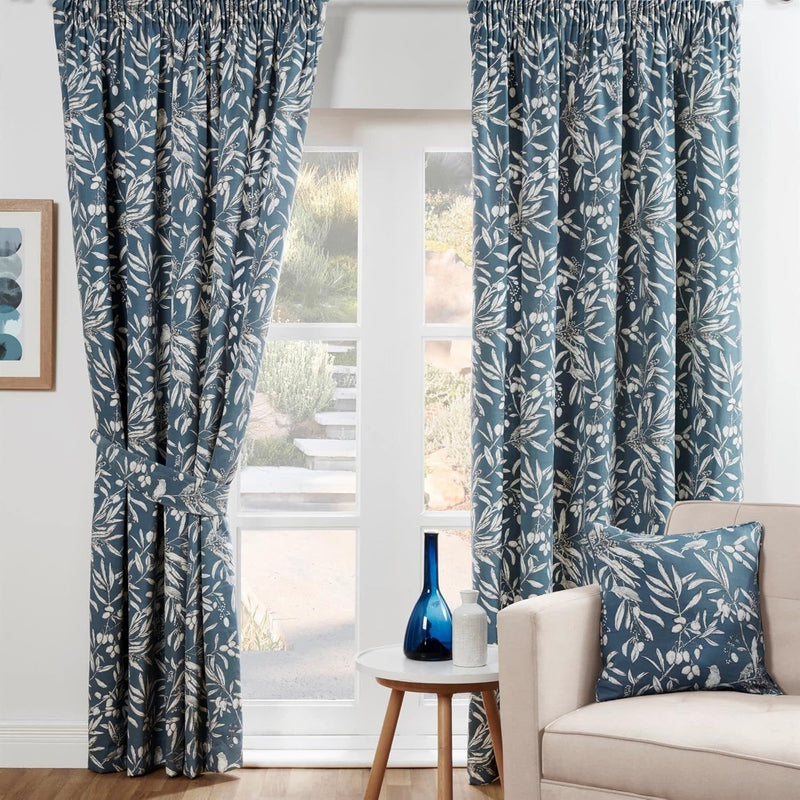 Sundor Aviary Pencil Pleat Curtains | Bluebell