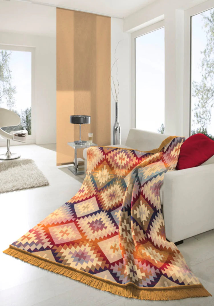 Biederlack Ikat Diamond Cotton Rich Blanket | B7715