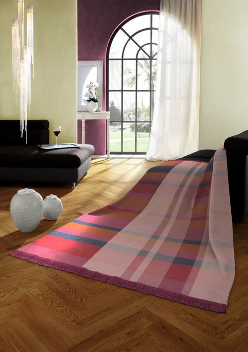 Biederlack Oversised Check Blanket | Plum B7718