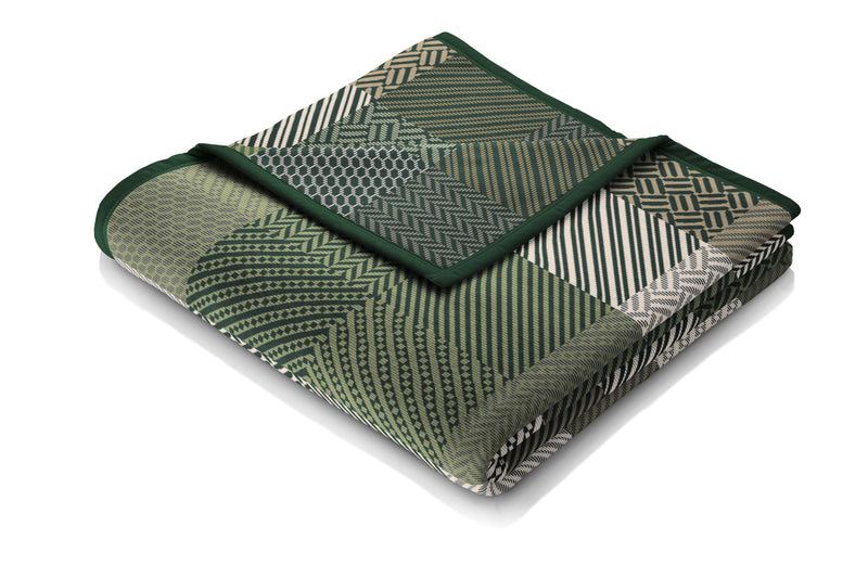 Biederlack Cotton Rich Picnic Blanket Herringbone Check | Green B7910