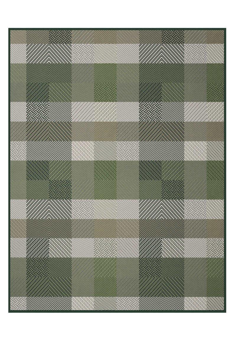 Biederlack Cotton Rich Picnic Blanket Herringbone Check | Green B7910