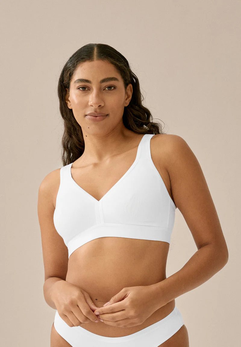 Naturana Soft Cotton Wireless Bra White - front close-up on model