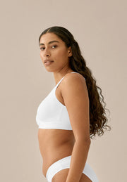 Naturana Soft Cotton Wireless Bra White - side profile on model