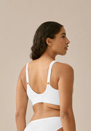 Naturana Soft Cotton Wireless Bra White - back view showing padded straps and band
