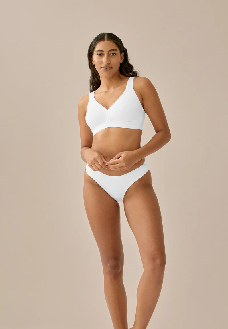 Naturana Soft Cotton Wireless Bra White - full length front on model