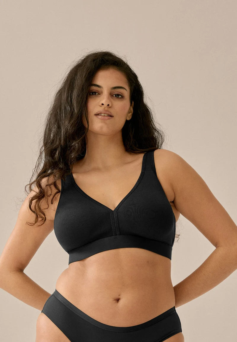 Naturana Soft Cotton Wireless Sport Bra | Black 86021