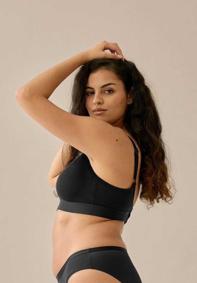 Naturana Soft Cotton Wireless Sport Bra | Black 86021