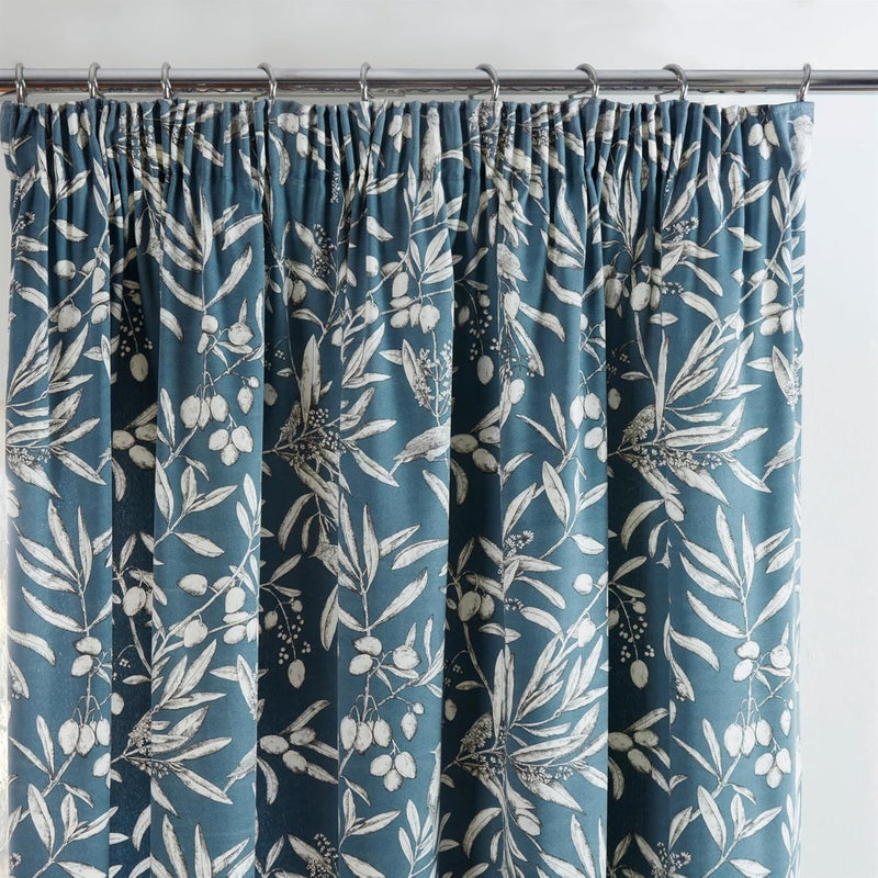 Sundor Aviary Pencil Pleat Curtains | Bluebell