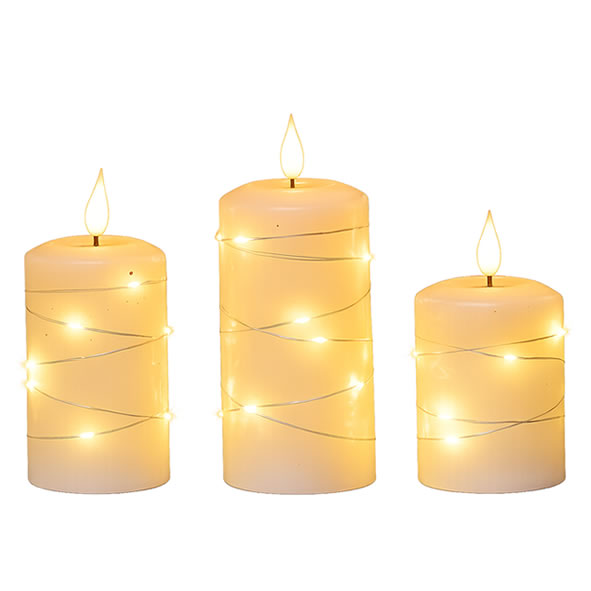 Newgrange Living Cinnamon Vanilla Fragranced LED Ivory Candle Set 3 | White 9303