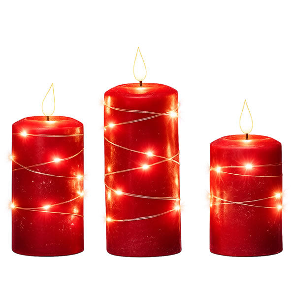 Newgrange Living Mulled Wine Fragranced LED Ivory Candle Set 3 | Red 9304