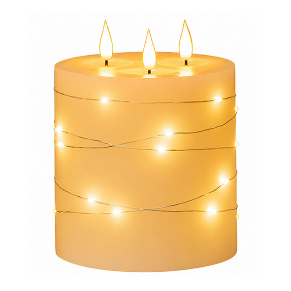 Newgrange Living Cinnamon Vanilla Fragranced LED Ivory Candle 3-Wick | White 9305