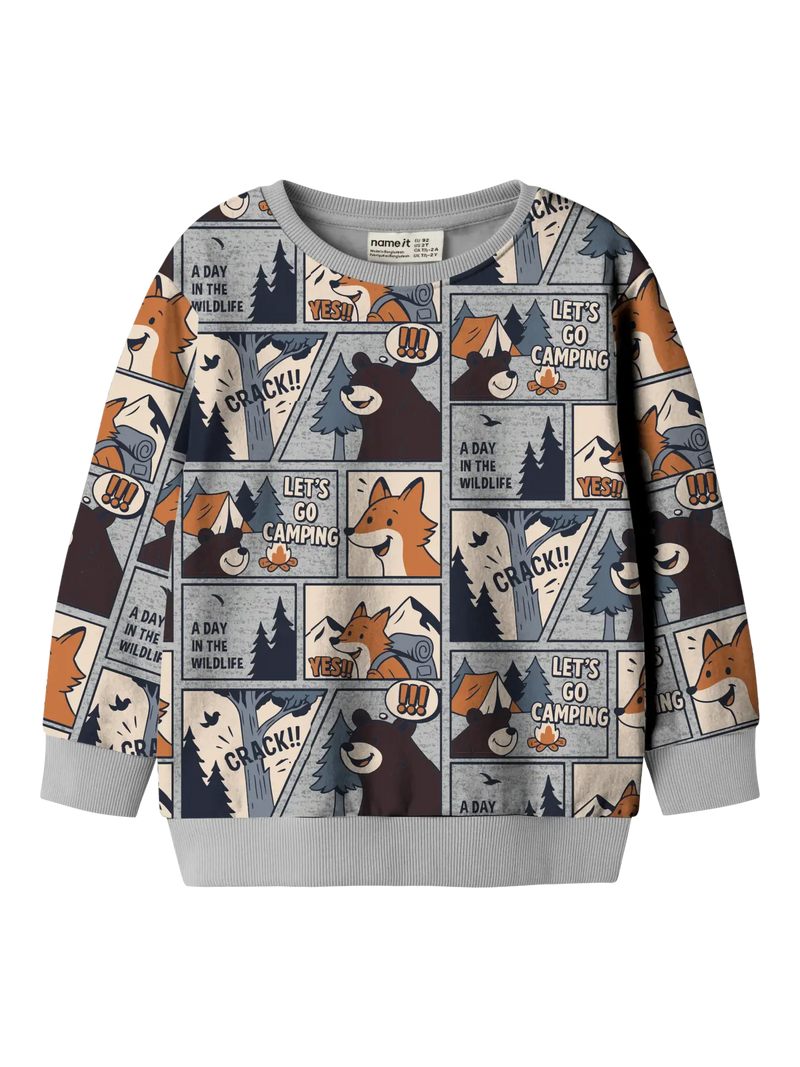 Name It Oswaldy Mini LS Sweatshirt | Grey