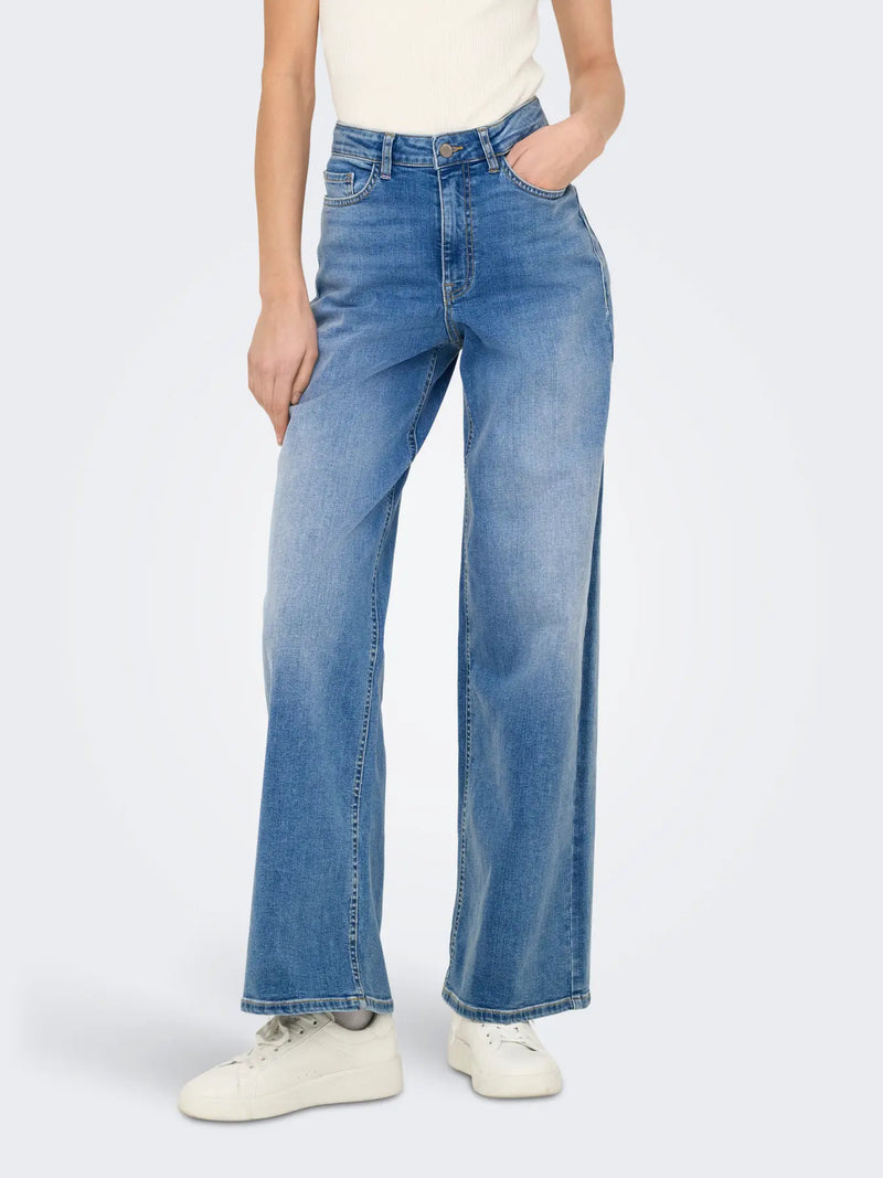 JDY Felina-Fina Wide Leg High-Waist Jeans | Light Blue Denim