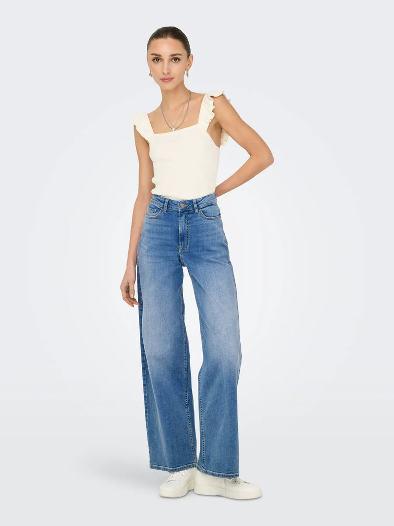 JDY Felina-Fina Wide Leg High-Waist Jeans | Light Blue Denim
