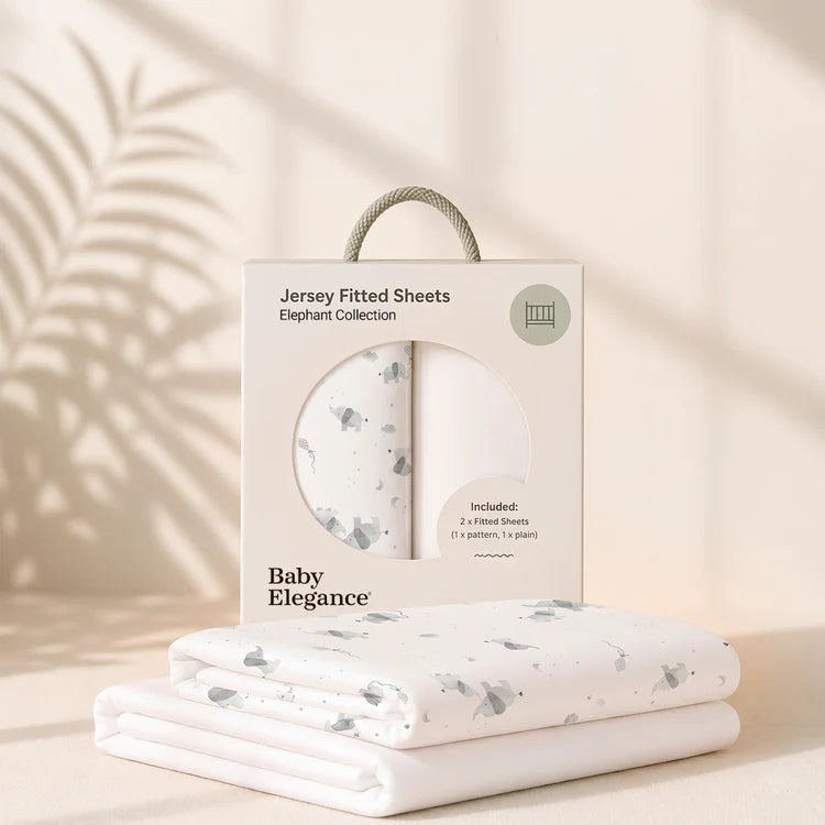 Baby Elegance Elephant Fitted Sheets 2-Pack | Grey