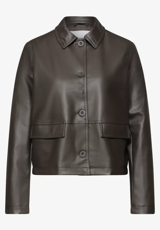 Street One Shrot PU Jacket | Espresso 213030