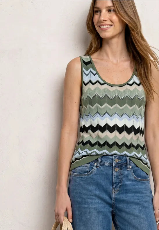 Street One Zigzag Top | Green 303871