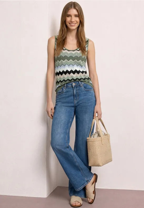 Street One Zigzag Top | Green 303871